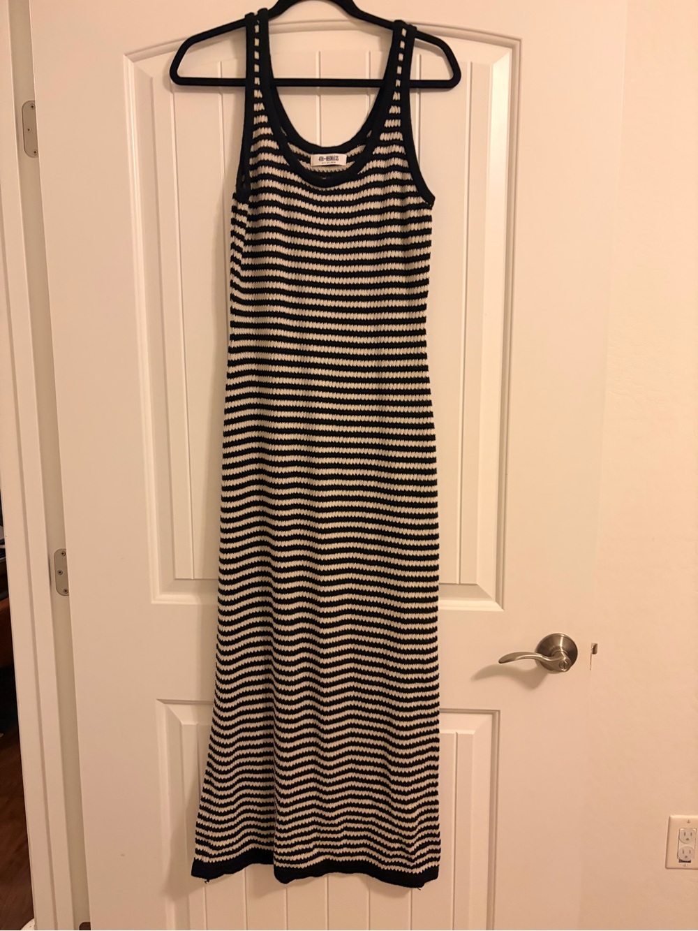 Sleeveless Striped Maxi Dress in Black and White